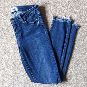 Paige Verdugo Ankle Skinny Jeans Distressed Raw Hem Medium Wash Women's Size 28